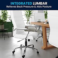 Flash Furniture Whitney Swivel LeatherSoft Desk Chair with Padded Seat and Armrests