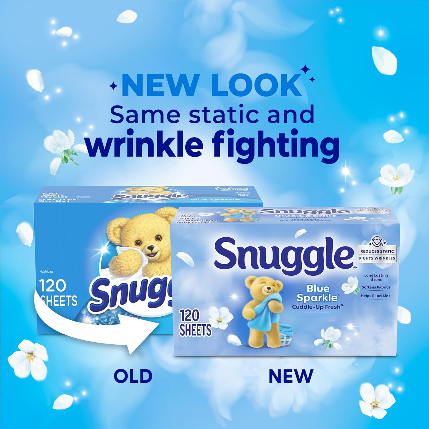 Snuggle Blue Sparkle Fabric Softener Dryer Sheets, 120 Count 120 Count (Pack of 1)