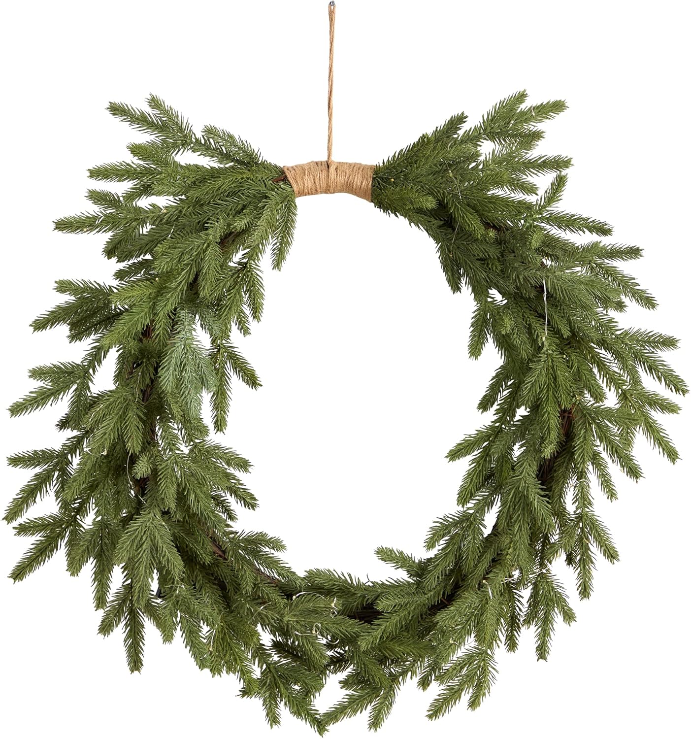 Nearly Natural 24in. Holiday Christmas Pre-Lit Cascading Pine Artificial Wreath