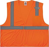 Ergodyne GloWear 8210HL Reflective Safety Vest, High Visibility Mesh, Interior and Exterior Pocket, Class 2, Type R, Dual Sizing