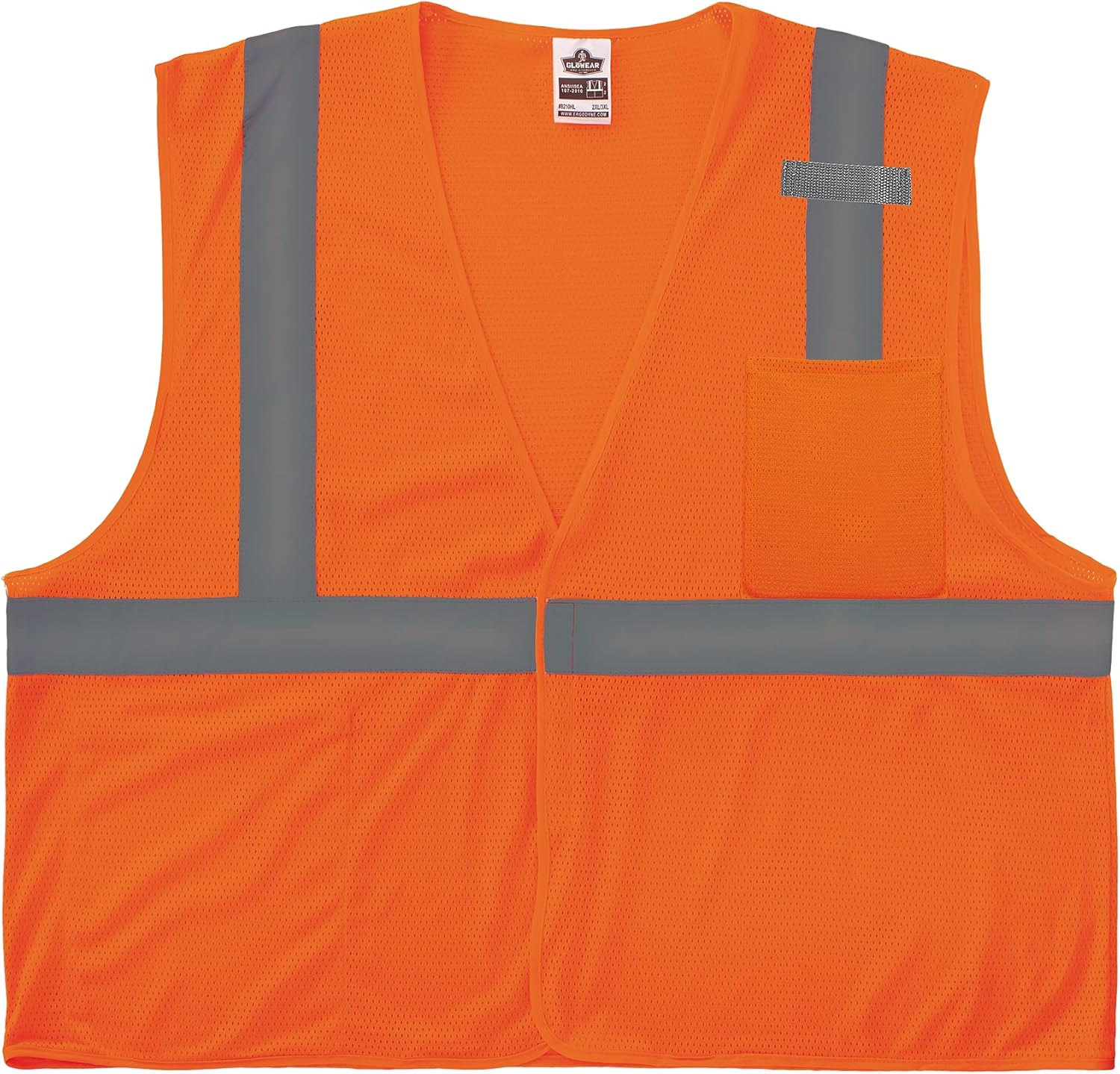 Ergodyne GloWear 8210HL Reflective Safety Vest, High Visibility Mesh, Interior and Exterior Pocket, Class 2, Type R