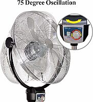 Optimus 20in Adjustable Industrial-Grade HV Oscillating Stand Fan With Chrome Grill, 30in x 24in, Black