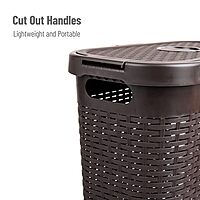 Mind Reader 40L Slim Laundry Hamper with Lid, Wicker-Style Plastic