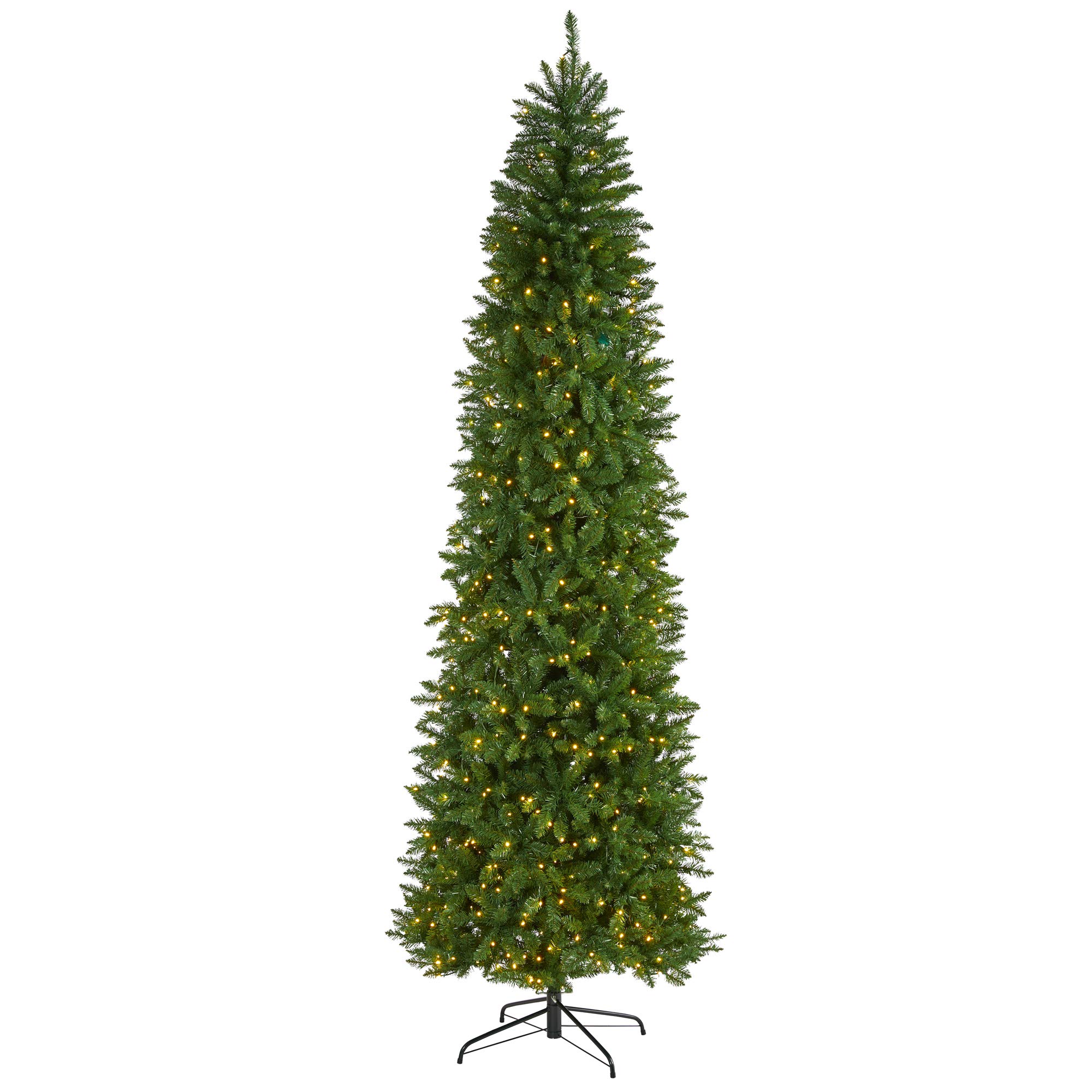 Nearly Natural 9ft. Slim Green Mountain Pine Artificial Christmas Tree with 600 Clear LED Lights 9ft Green