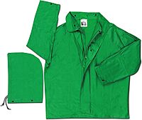 MCR Safety 388JL Dominator PVC/Polyester Jacket with Detachable Drawstring Hood, Green, Large