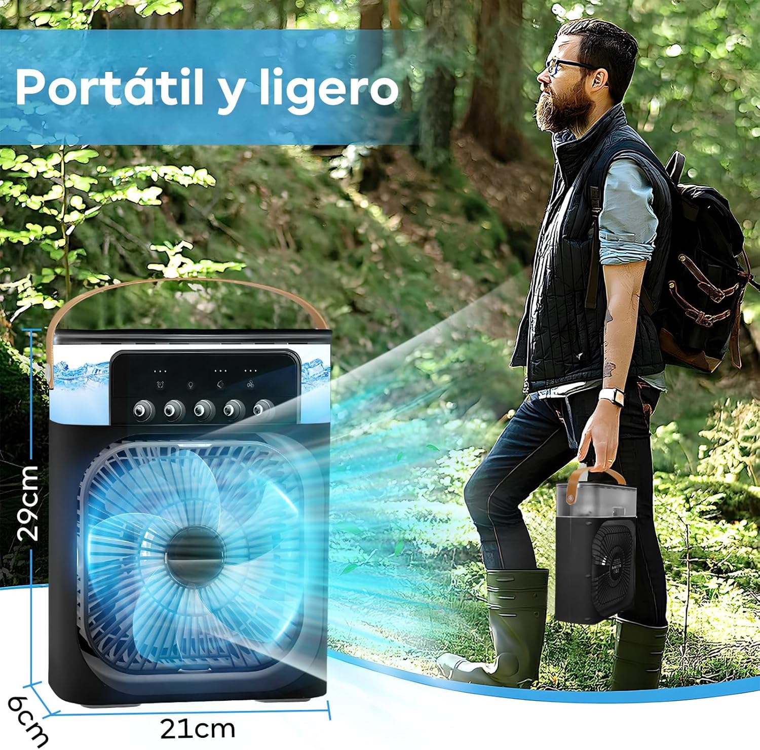 Ventilador Portatil,Mini Enfriador de Aire Por Evaporación,Refrigeración