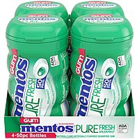 Mentos Pure Fresh Sugar-Free Chewing Gum with Xylitol, Spearmint, 50 Piece Bottle (Bulk Pack of 4) Spearmint 50 Count (Pack of 4)