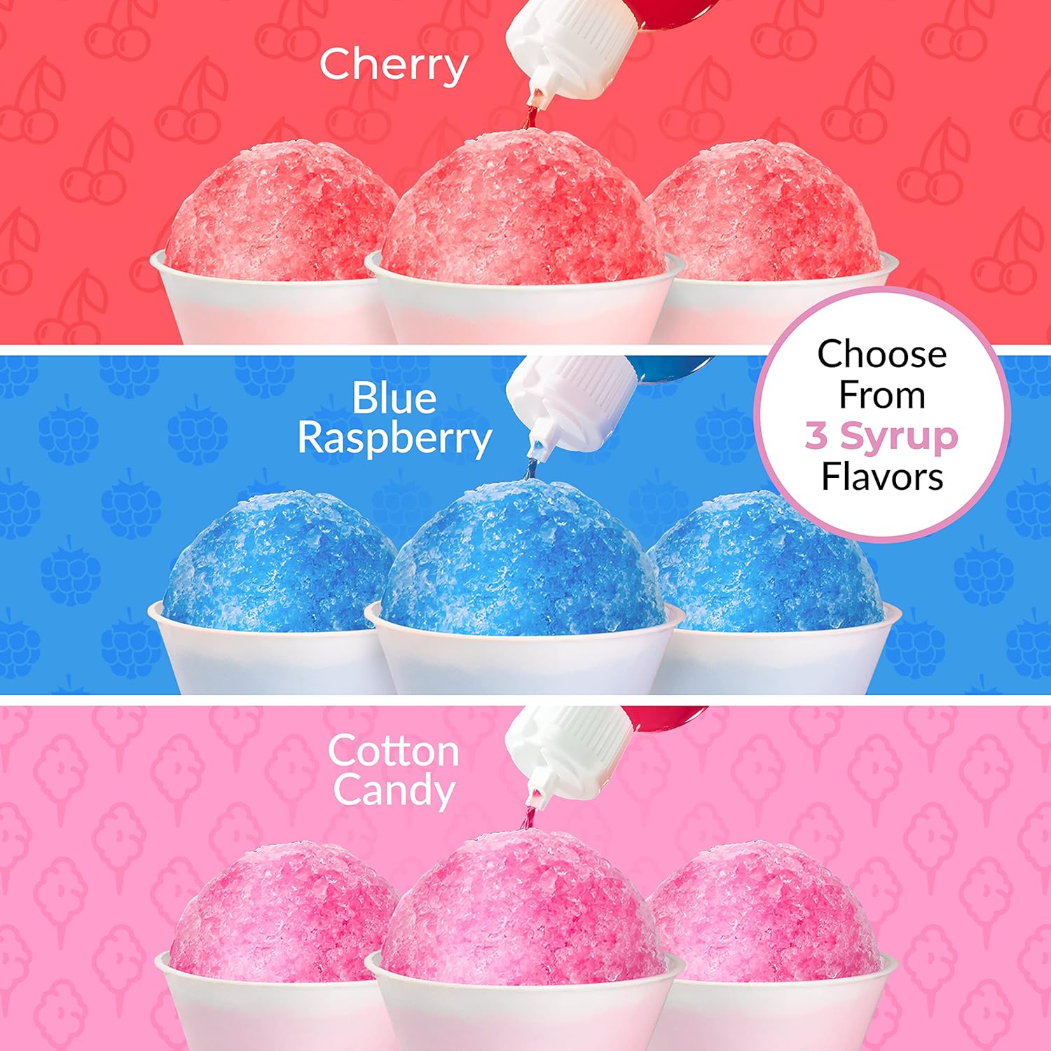 NOSTALGIA Snow Cone Syrup Party Kit with Cups and Spoon-Straws