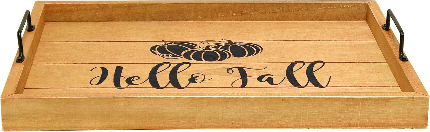 Elegant Designs Decorative Wood Serving Tray w/Handles