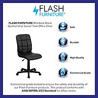 Flash Furniture Clayton Mid-Back Tufted Vinyl Upholstered Swivel Desk Chair with Padded Seat, Modern Adjustable Height Padded Office Chair, Black