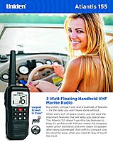 Uniden Atlantis 155 Handheld Two-Way VHF Marine Radio, Floating IPX8 Submersible Waterproof, Dual-Color Screen