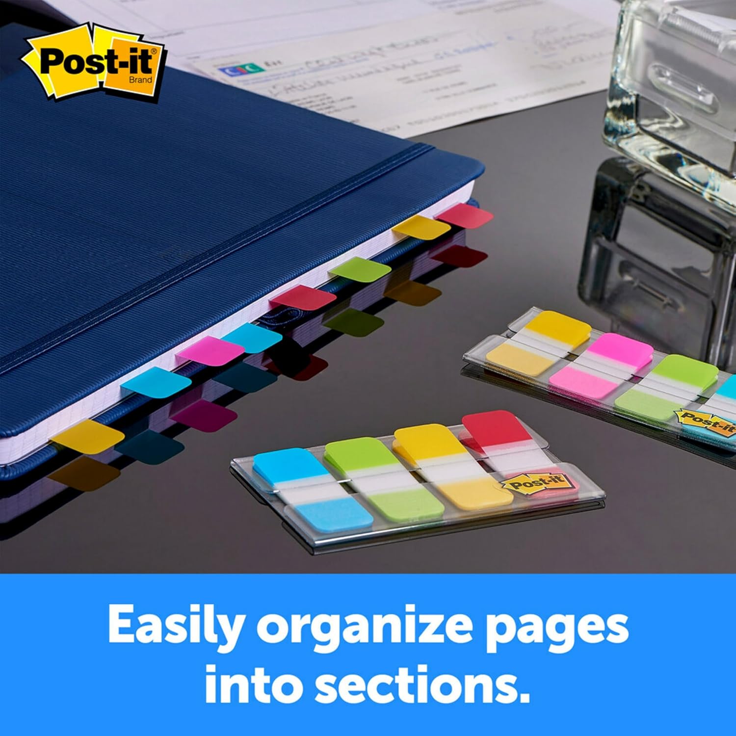 Post-it Tabs, .625 in Solid, Aqua, Yellow, Pink, Violet, 10/Color, 40/Dispenser (676-AYPV) (Pack of 4)