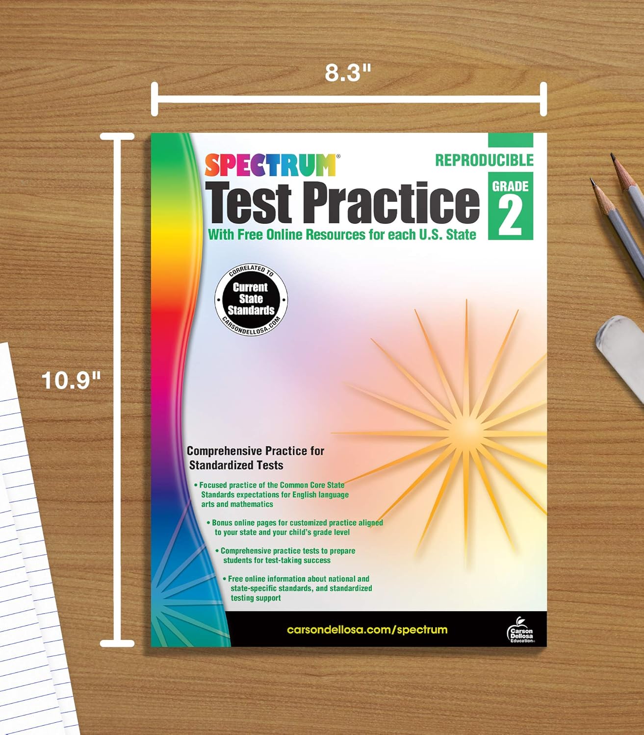 Spectrum Test Prep Grade 2 Workbook, Ages 7-8, Reading Comprehension, Language Arts & Math Workbook, Grammar, Vocabulary
