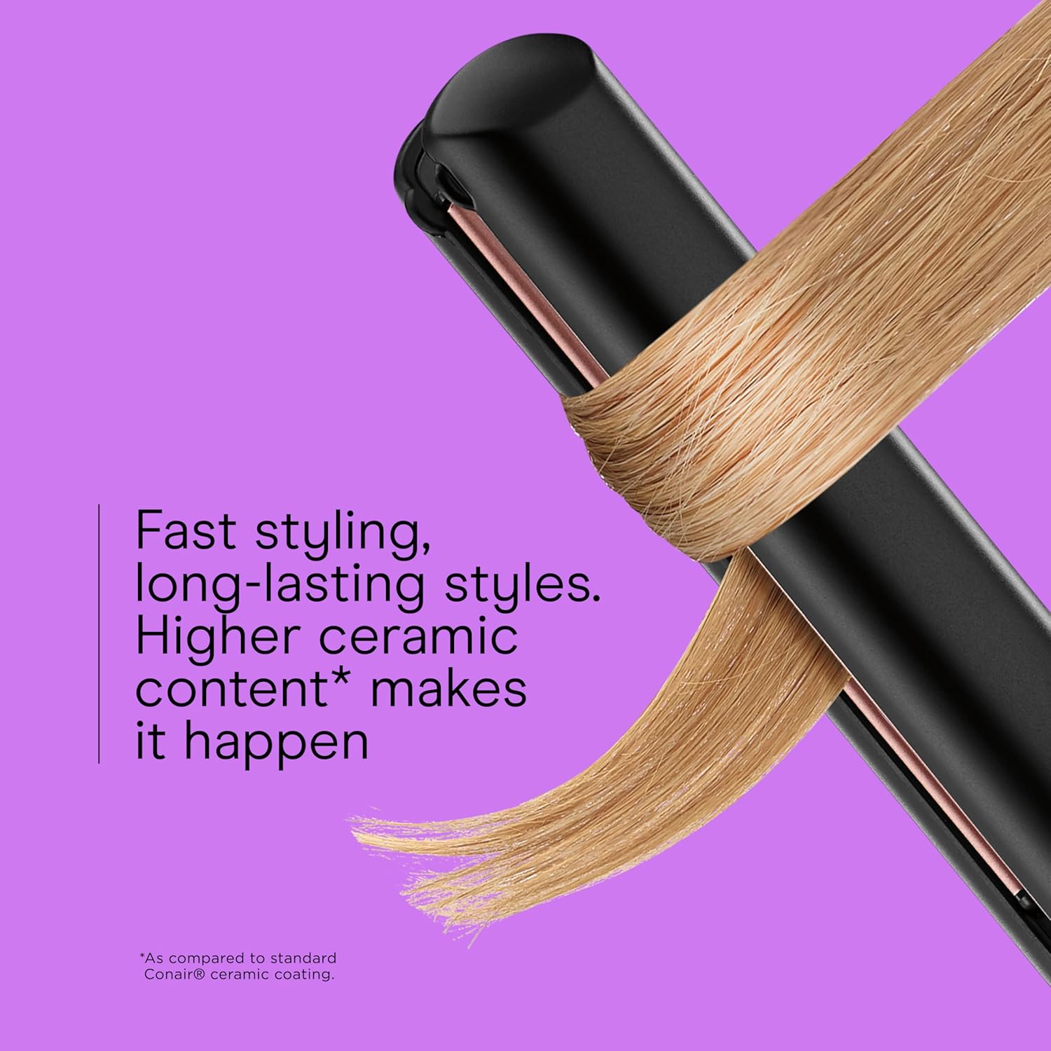 INFINITI PRO CONAIR Rose Gold Ceramic Flat Iron Hair Straightener, 1-Inch Flat Iron with Extra-Long Plates, including a Floating Plate, Advanced Heat Technology, Black 1 inch