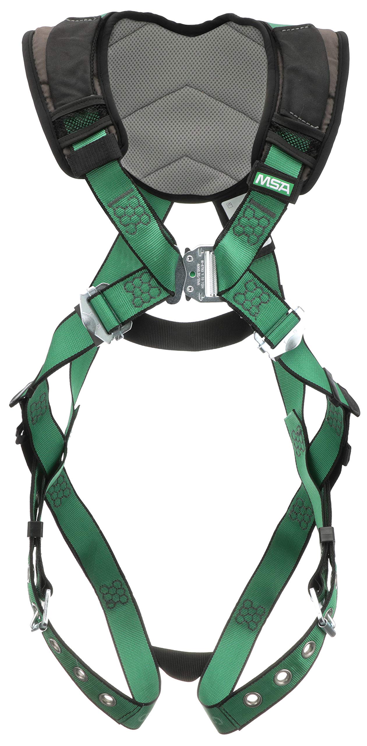 MSA 10206086 V-Form+ Full Body Safety Harness - Size: Extra Large, D-Ring Configuration: Back, Tongue Buckle Leg Straps