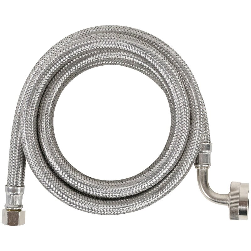 Certified Appliance Accessories Dishwasher Hose with 90 degree FGH Elbow, Water Supply Line, 4 Feet, Premium Braided Stainless Steel with PVC Core