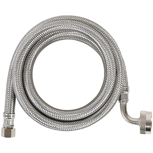 Certified Appliance Accessories Dishwasher Hose with 90 degree FGH Elbow, 6 Feet, Braided Stainless Steel