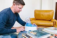 Crane EE-5202 2-in-1 Warm Mist Humidifier & Personal Steam Inhaler, 0.5 Gal, Blue/White