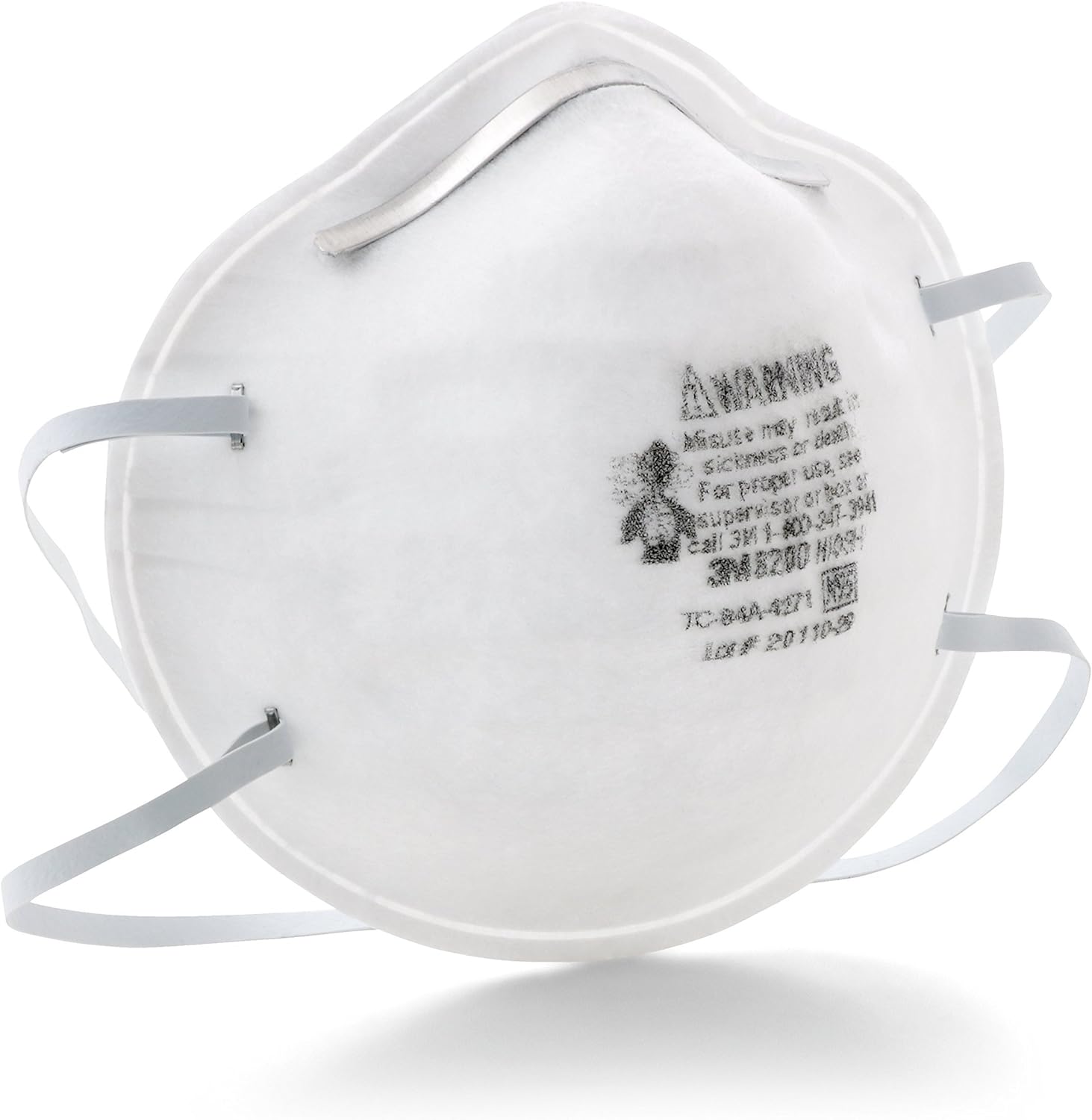 3M N95 Particulate Respirator 8200 Mask - Standard - Allergen, Dust Protection - White - Lightweight, Disposable