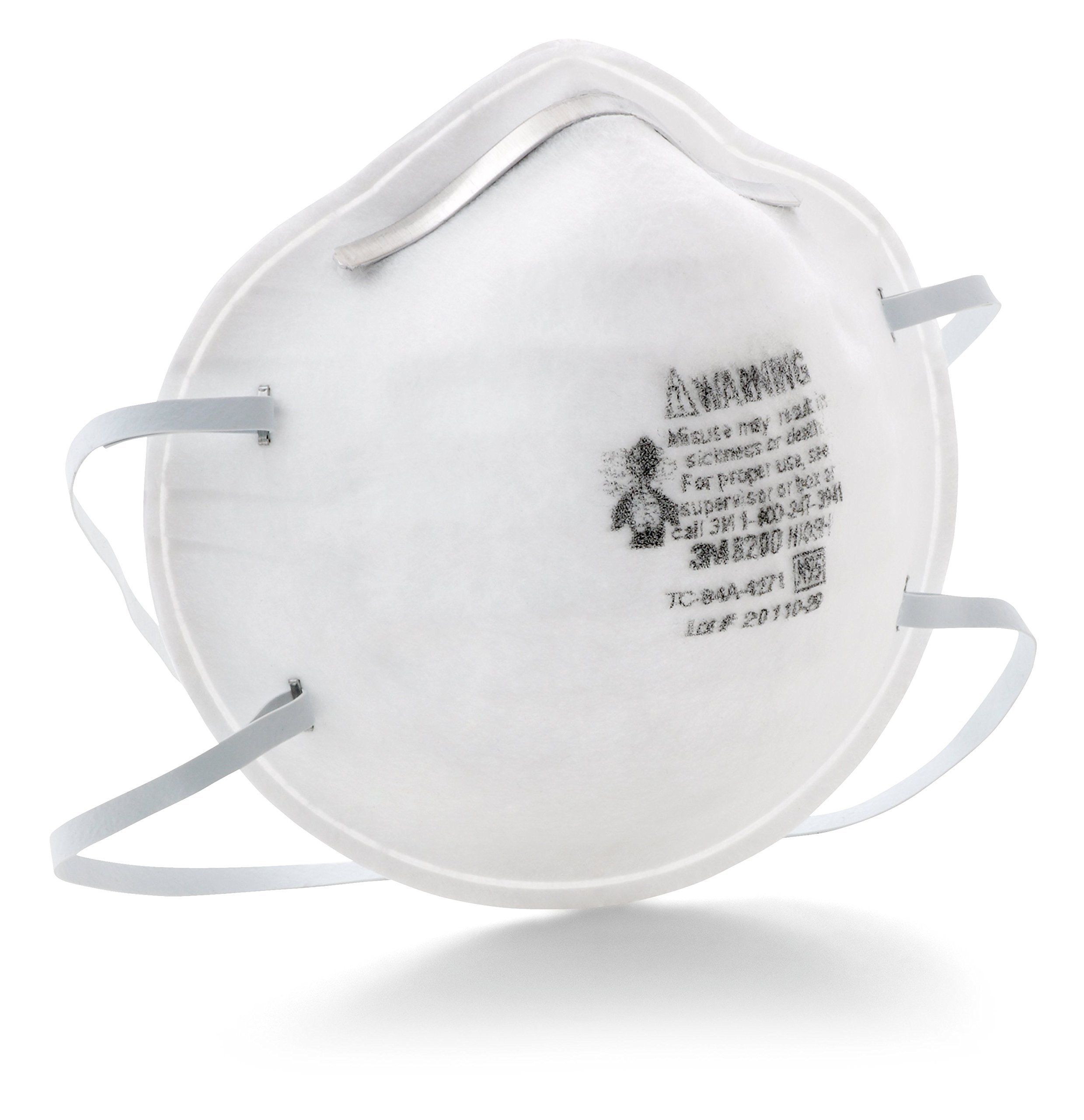3M N95 Particulate Respirator 8200 Mask - Standard - Allergen, Dust Protection - White - Lightweight, Disposable