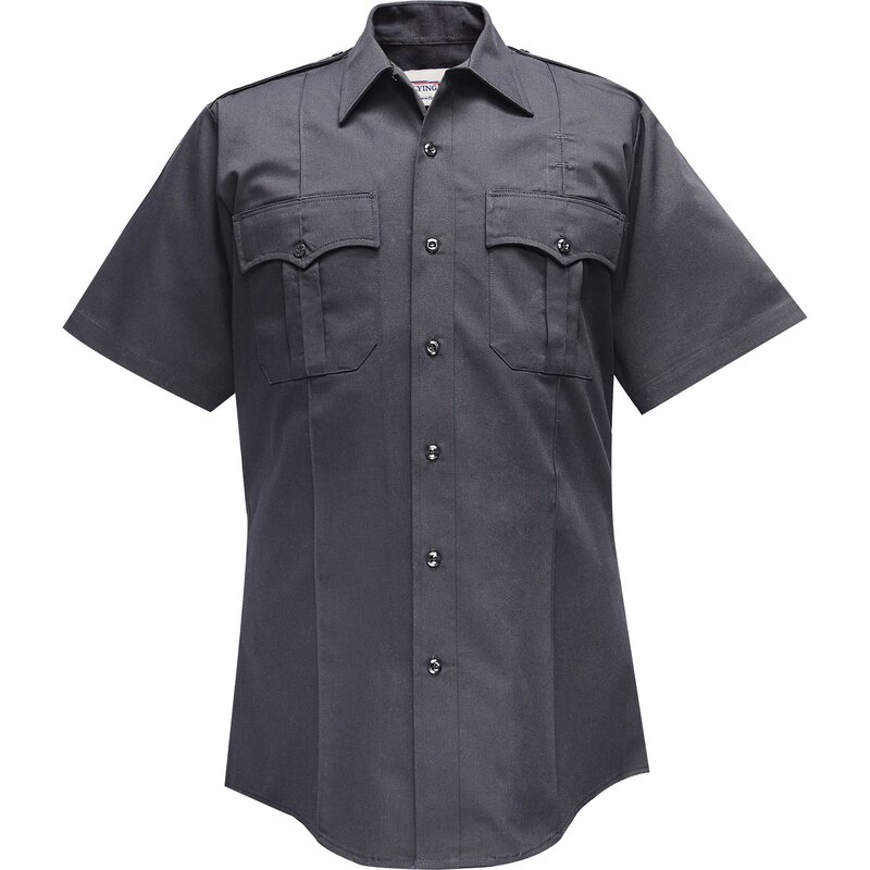 Flying Cross Valor Men's Short Sleeve Uniform Shirt - 65% Polyester/35% Cotton - Navy