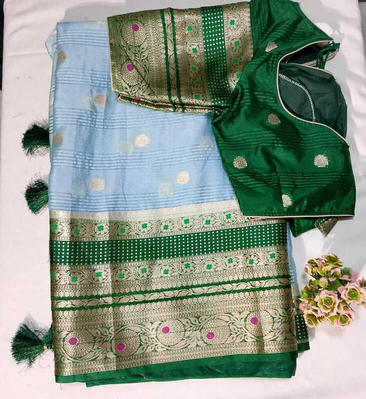 J188: Ready To Ship Beautiful Banarasi Warm Silk Saree With Stitched Blouse J188: Ready To Ship Beautiful Banarasi Warm Silk Saree With Stitched Blouse