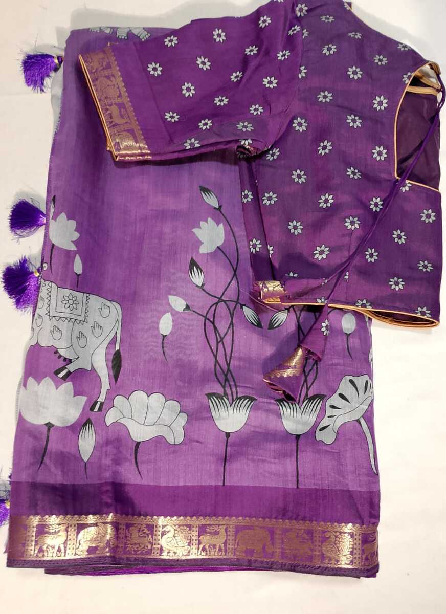 J306: Ready To Ship Beautiful Kalamkari Saree With Stitched Blouse