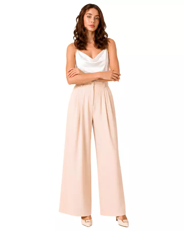 High-Waisted Wide-Leg Tailored Pants