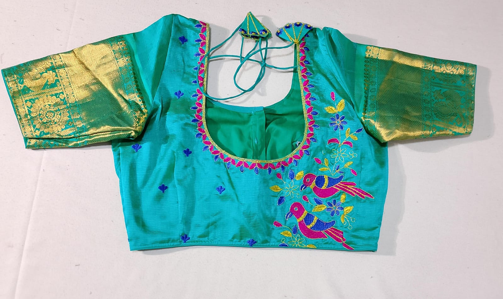 N298: Ready To Ship Beautiful Mangalagiri Saree With Stitched Embroidery Work Blouse