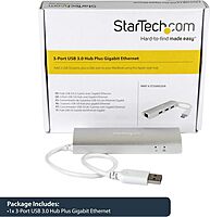 StarTech.com 3-Port USB Hub with Ethernet, 3x USB-A Ports, Gigabit Ethernet, USB 3.2 5Gbps, Bus-Powered, Portable Laptop Hub