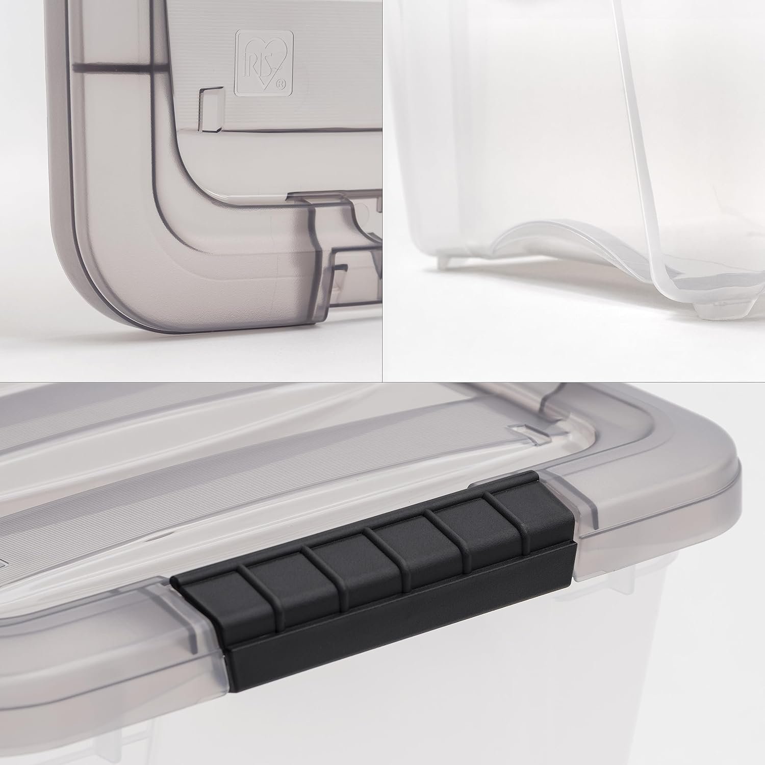 IRIS USA 72 Quart Stack & Pull Clear Storage Box, Gray, 3 Pack