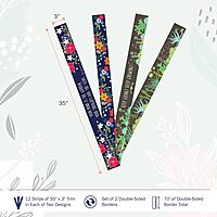 Barker Creek Double-Sided Border Set of 2, Petals & Prickles, Mixed-Design, 35' Each of 2 Designs, 70' of Double-Sided Border Total (3869)