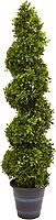 Nearly Natural Boxwood Spiral Topiary 48inH Plastic Indoor/Outdoor Tree With Planter, 48inH x 12inW x 10inD, Green