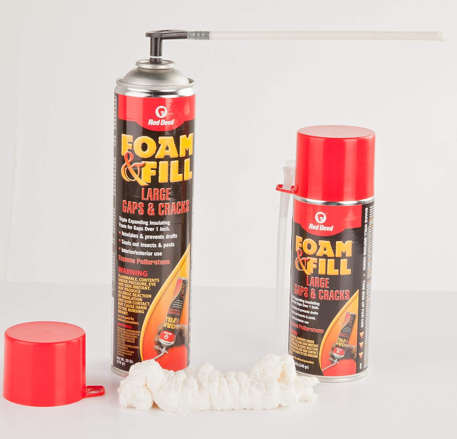 Red Devil 0912 Spray Foam, Fill Large Gaps, Cracks Expanding Insulation Polyurethane Sealant, 20 oz., Off-White