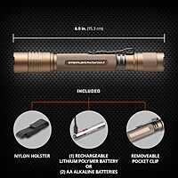 Streamlight 88137 ProTac 2AA-X USB 550-Lumen Multi-Fuel Personal Carry Tactical Flashlight, Coyote
