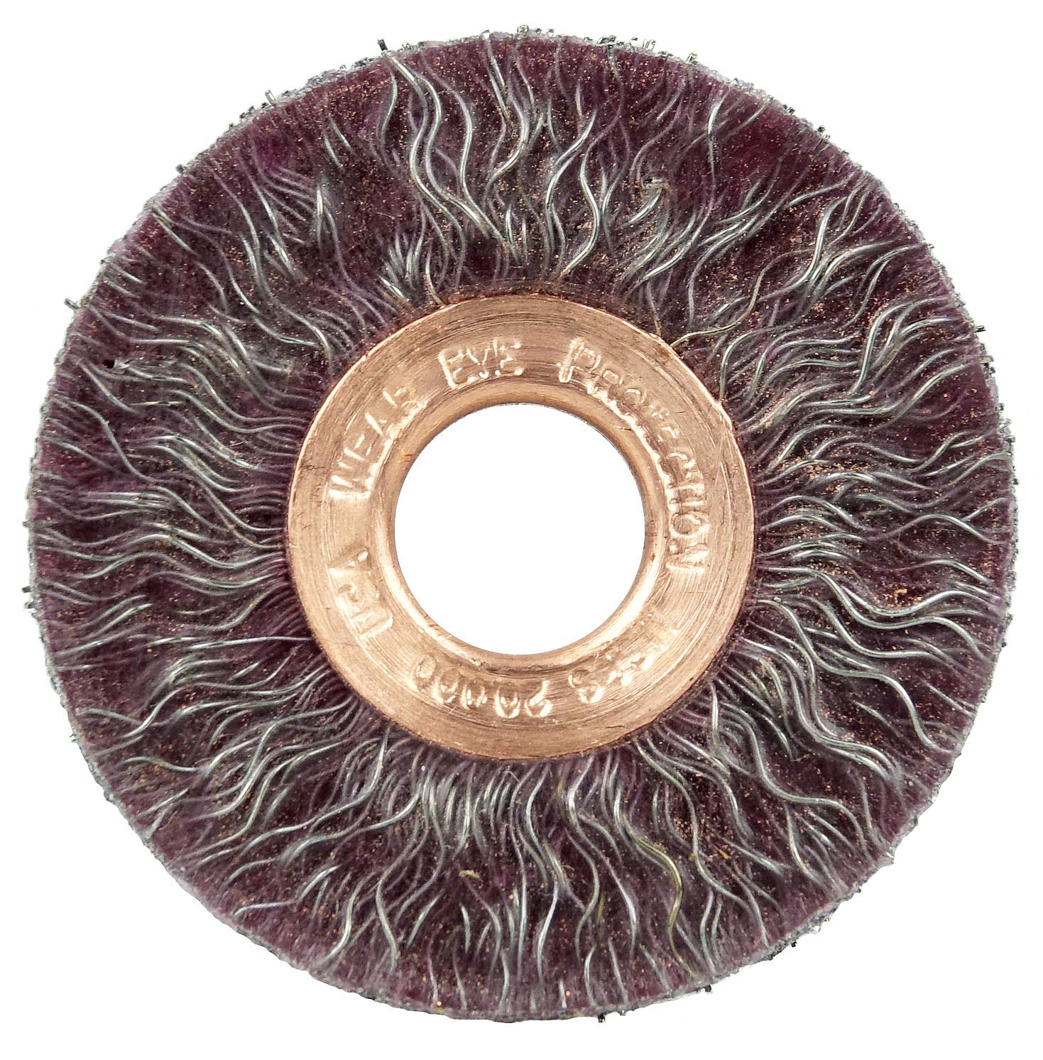 Weiler 35070 Polyflex Encapsulated Crimped Wire Wheel, 2" Small Diameter, 0.14" Steel Fill, 1/2" Arbor Hole