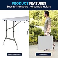 Flash Furniture Kathryn 5' Rectangular Plastic Folding Event Table with Carrying Handle