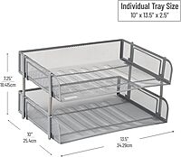 MIND READER Stackable Paper Tray Desktop Organizer, Metal Mesh