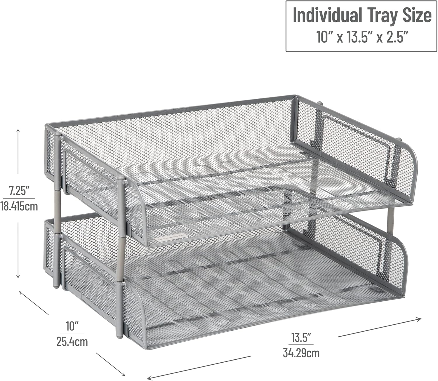 MIND READER Stackable Paper Tray Desktop Organizer, Metal Mesh