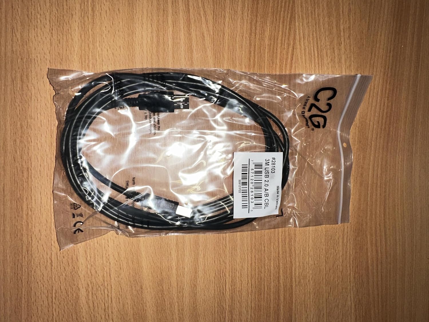 C2G USB Cable, USB 2.0 Cable, USB A to B Cable, 3.28 Feet (1 Meter), Black, Cables to Go 28101