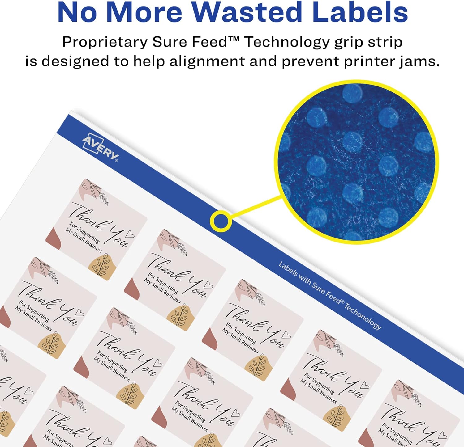 AVERY Durable Waterproof Square Labels, Sure Feed Technology, 3/4" x 3/4"