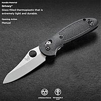 Benchmade Mini Griptilian Knife Drop-Point Blade Made EDC Manual Finish 556 Handle Black Grivory - Sheepsfoot Blade Plain Edge