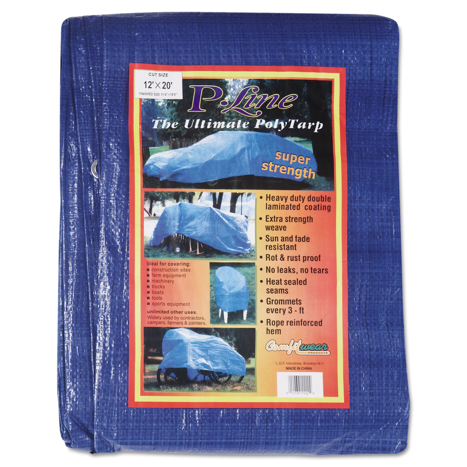 Multiple Use Tarp, 20 ft Long, 12 ft Wide, Polyethylene, Blue
