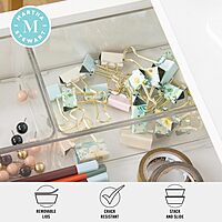 Martha Stewart Grady Stackable Plastic Storage Boxes with Lids, Set of 3