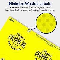 Avery Printable Round Labels, Sure Feed Technology, 2.75" Diameter, Neon Yellow, Print-to-the-Edge