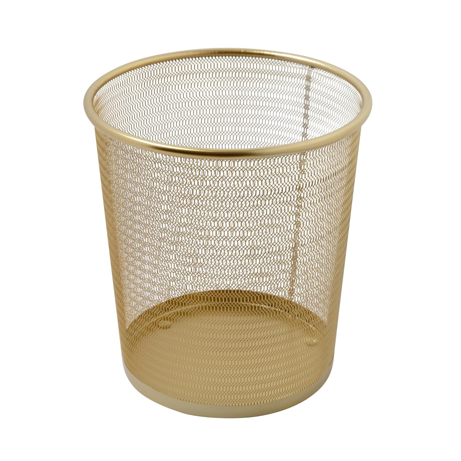 Martha Stewart Ryder Mesh Metal Trash Can, 4.5 Gallon, Gold