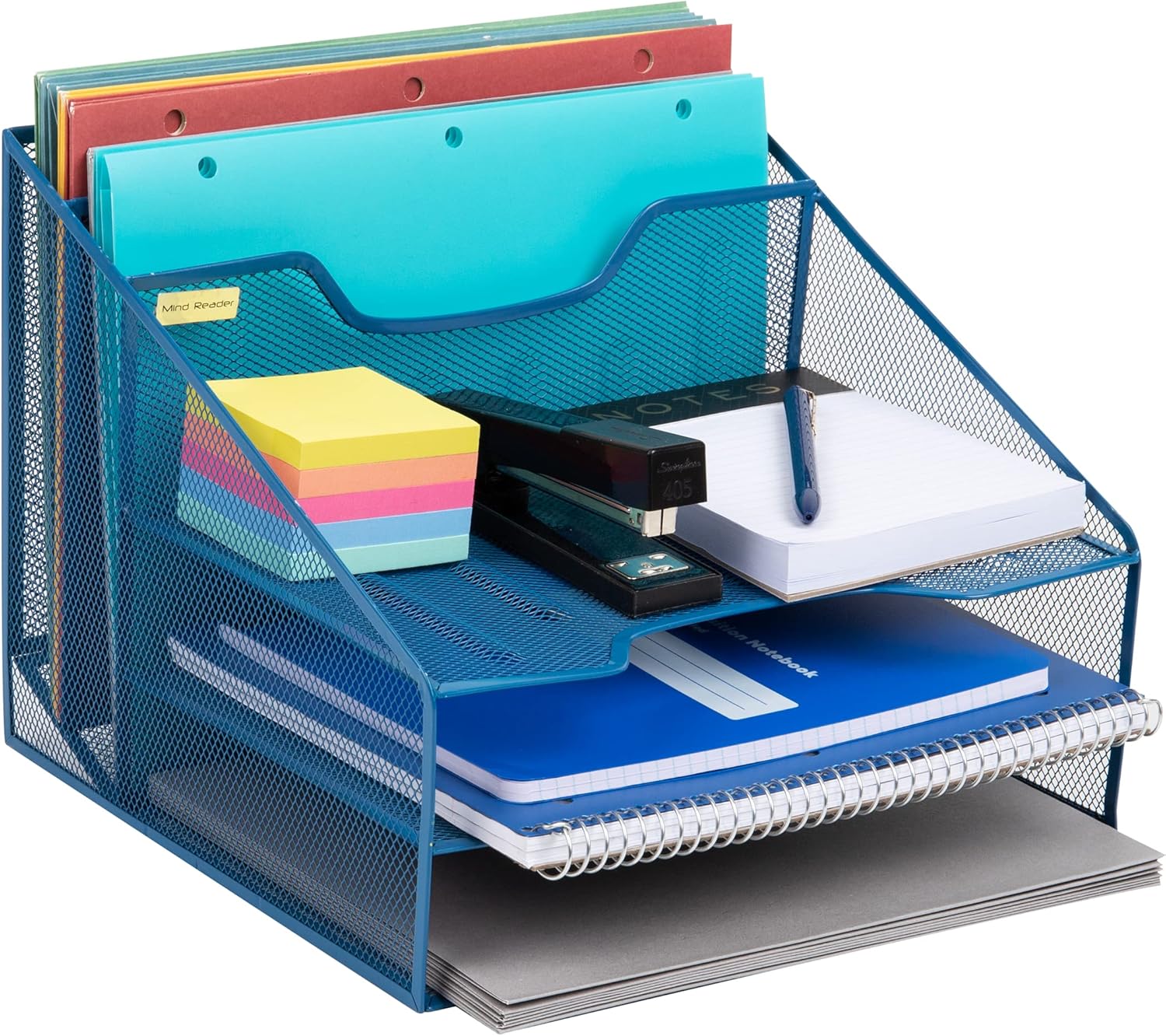 Mind Reader Desktop Organizer, Vertical File Holder, Paper Trays, Metal Mesh