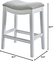 New Ridge Home Goods Zoey 26in. Counter-Height Backless Wood Saddle-Seat Barstool with Nailhead Trim, Alabaster White COUNTER HEIGHT- 26"