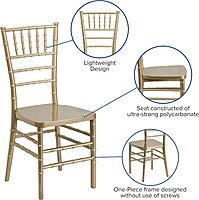 Flash Furniture Hercules Premium Series Chiavari Chair for Formal Events and Banquets, Commercial/Residential All-Occasion Event Chair, Gold 1