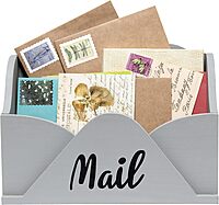 Elegant Designs Homewood Farmhouse Wooden Decorative Envelope-Shaped Desktop Letter Holder